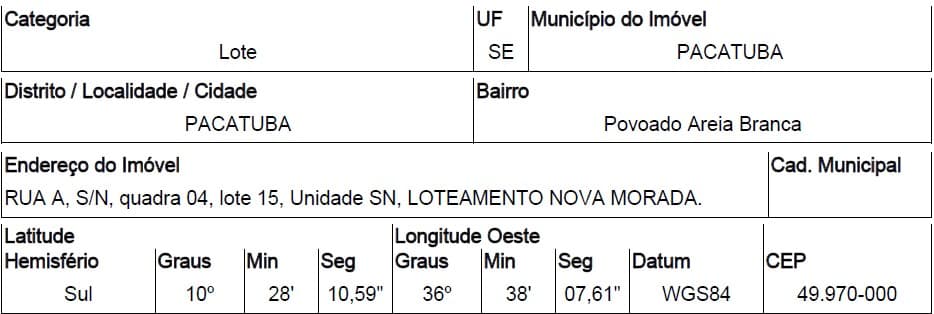 PACATUBA - POVOADO AREIA BRANCA