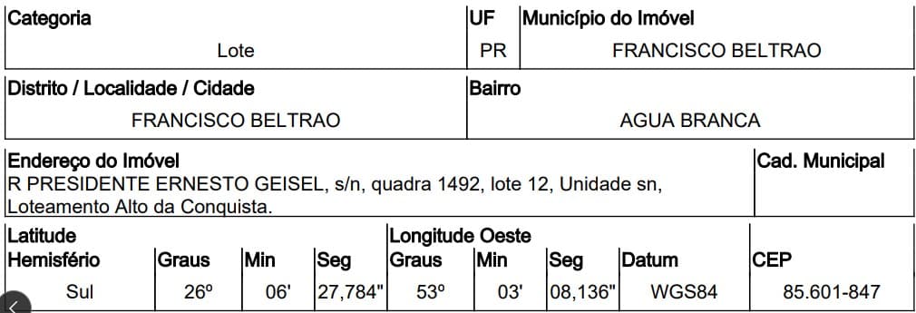 LOTEAMENTO ALTO DA CONQUISTA